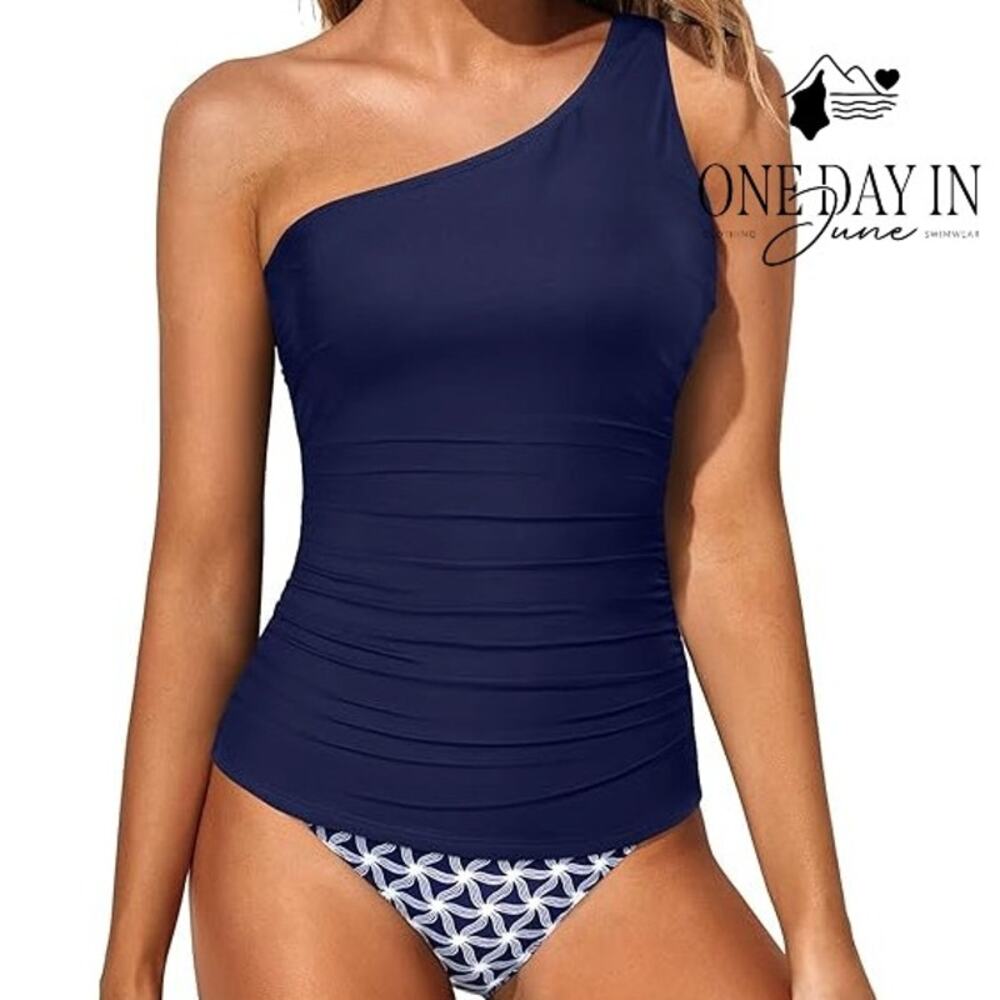 Tempt Me One Shoulder Tankini Swimsuit Size S